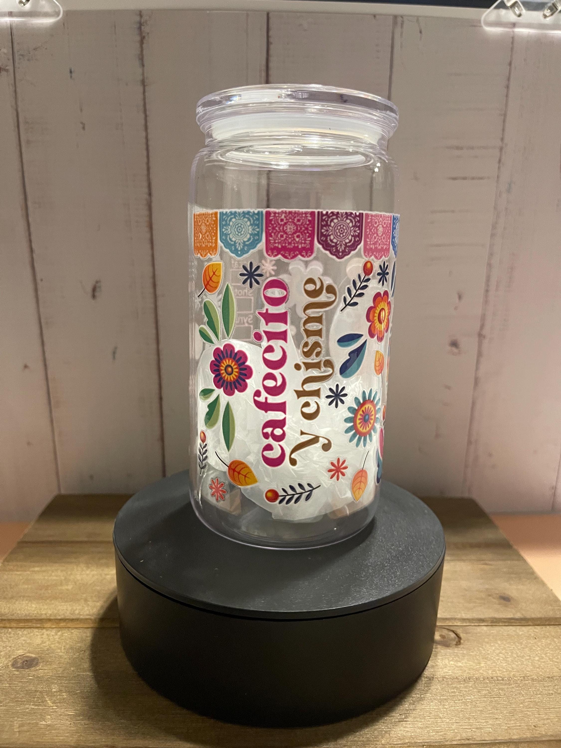 Cafecito y Chisme Plastic Tumbler | 16oz Reusable Cup | Mexican-Inspired Coffee Cup