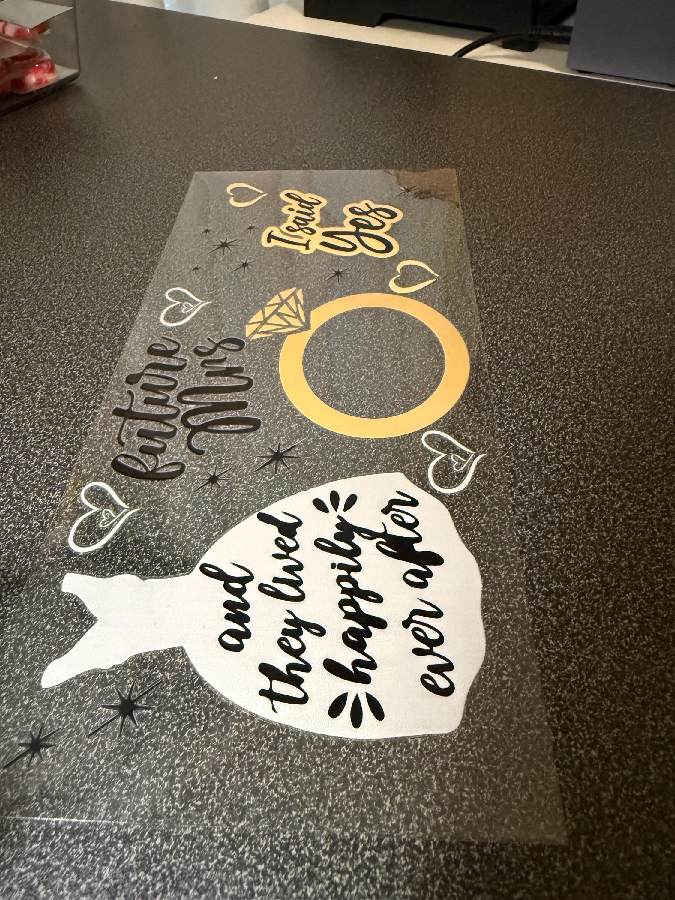 Bride UVDTF Wrap – I Said Yes Glass Cup Wrap – Future Mrs 16oz Wrap – Engagement Gift Decal – Bridal Shower Cup Wrap – Wedding Wrap