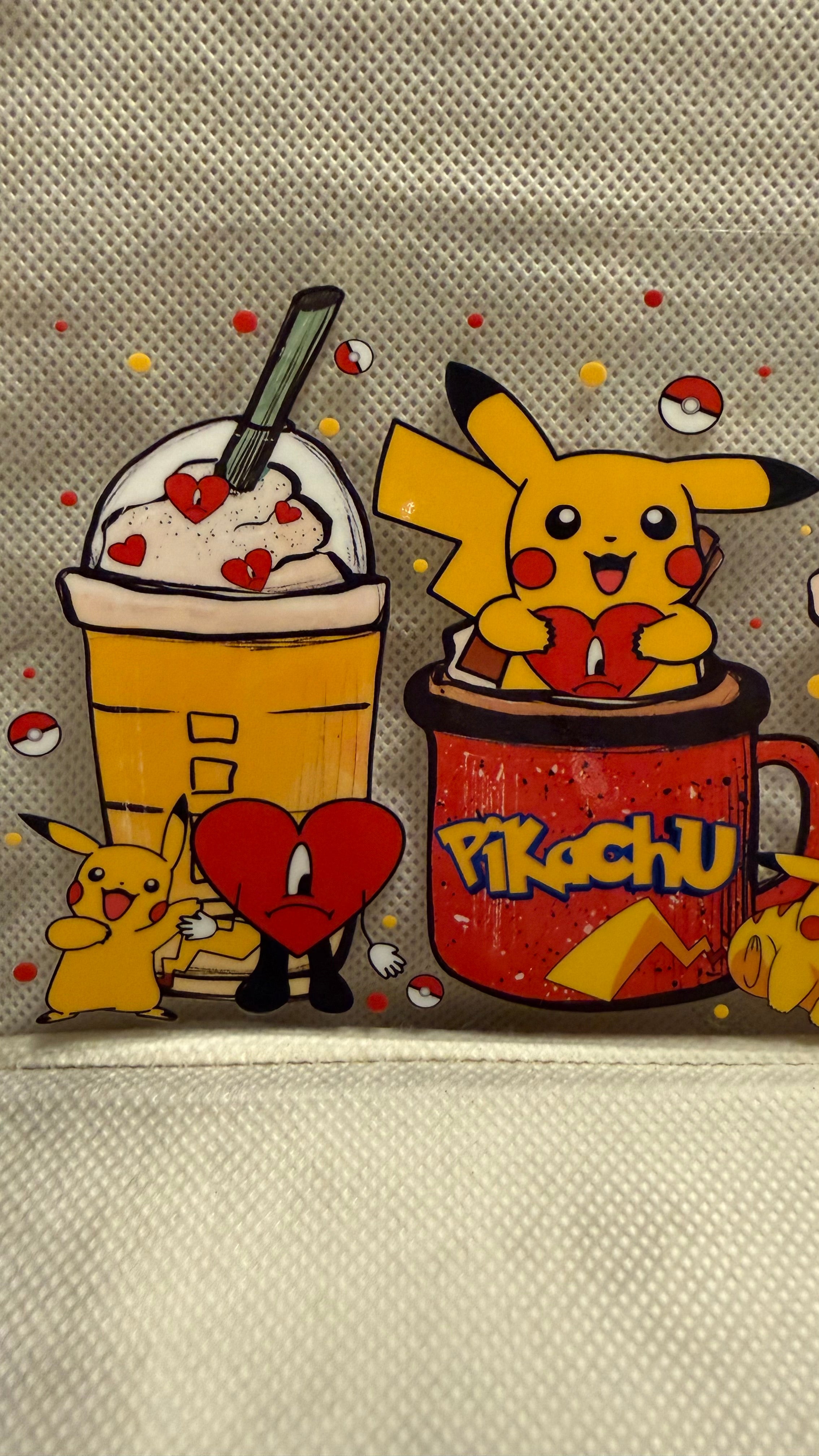 Cute Yellow Mouse Cup Wrap, Kawaii Anime Drink Decal, Coffee Lover Glass Can Wrap, UV DTF Libbey Cup Wrap, Cartoon Iced Coffee Design