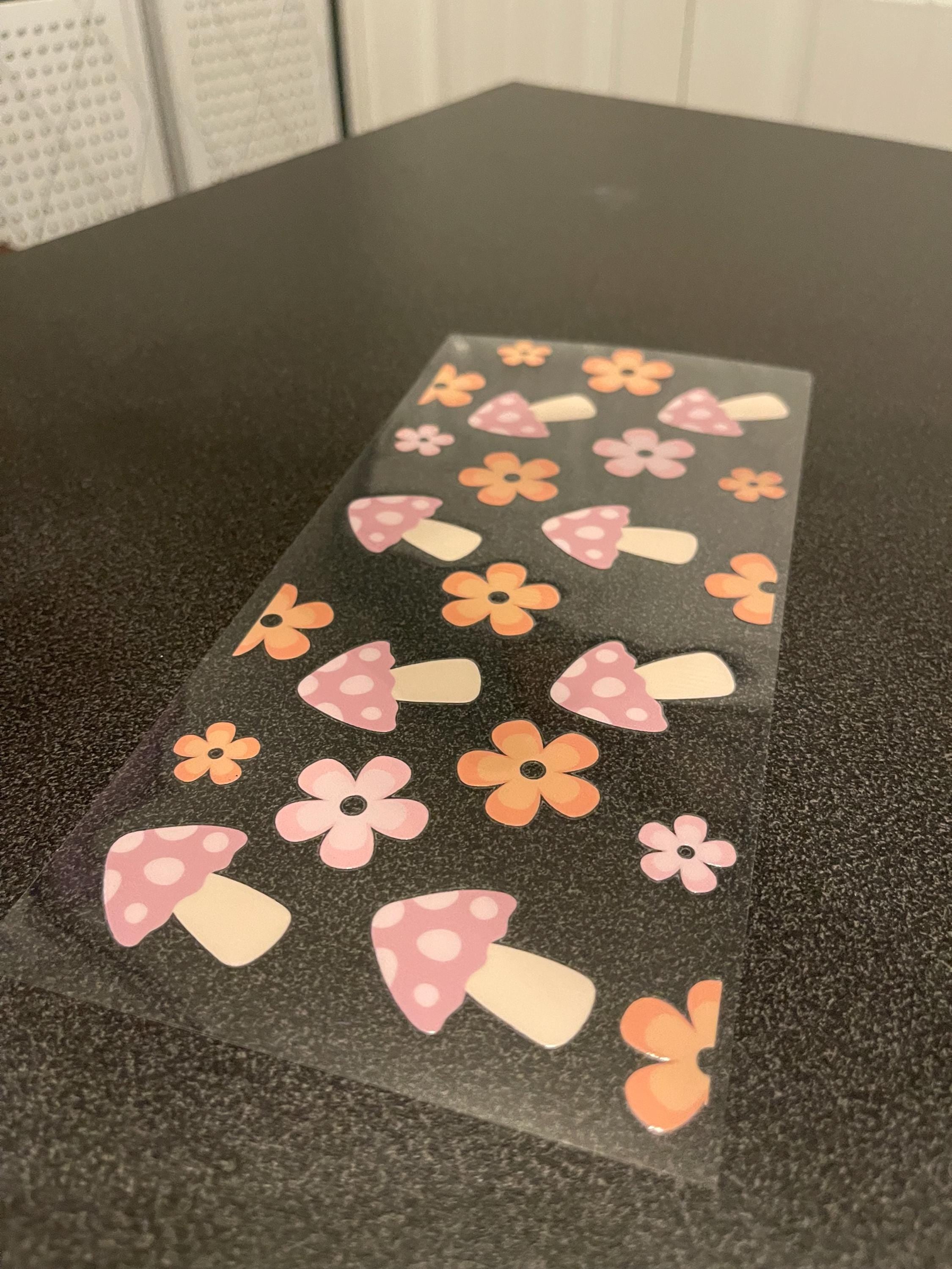 Boho Mushroom UV DTF Wrap – Cottagecore – DIY Vinyl Transfer for Glass Cans, Tumblers & More!