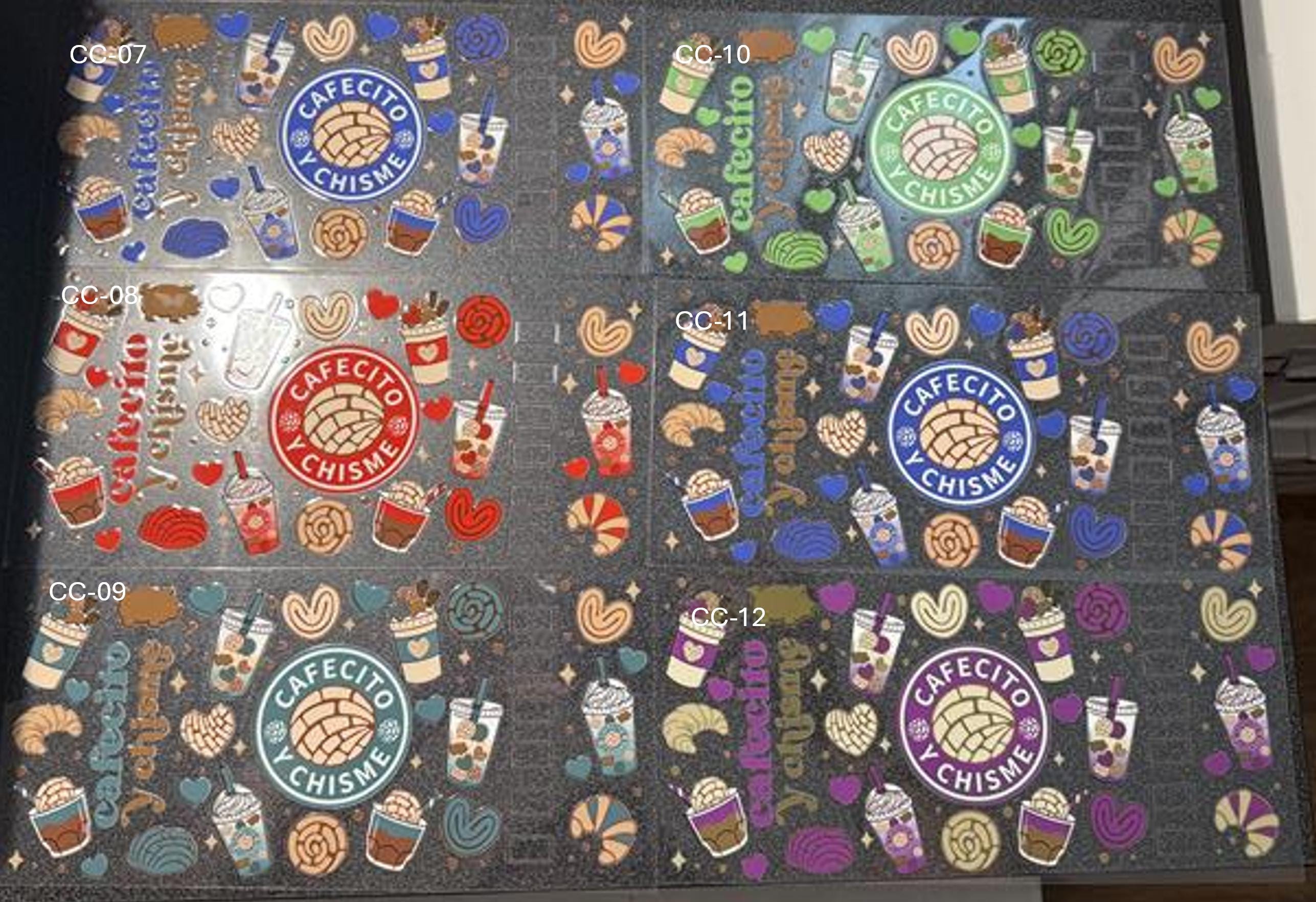 Cafecito & Chisme UV DTF Stickers: Coffee Lover DIY Decals