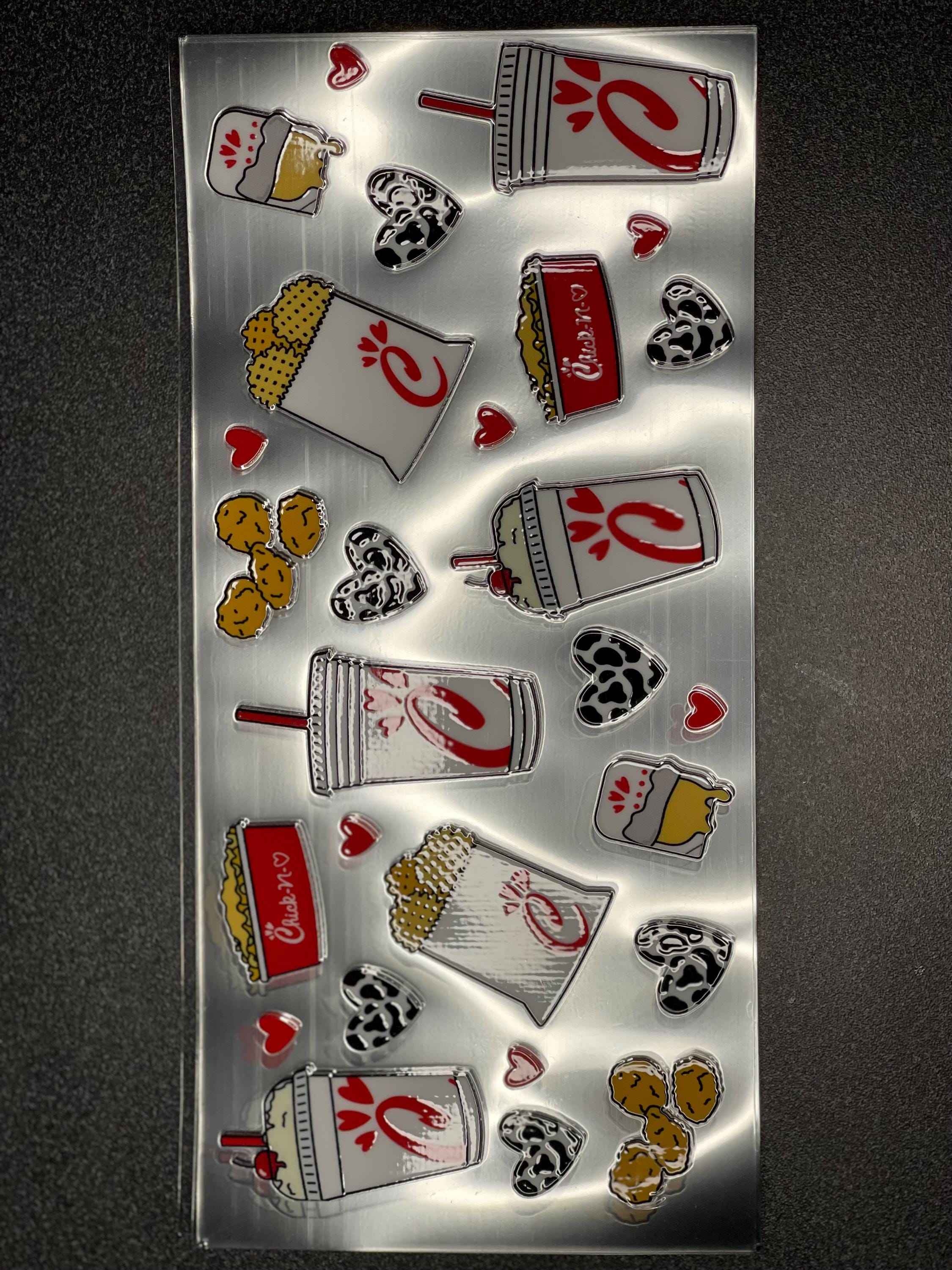 Chicken-Themed UV DTF Wrap: Fast Food Glass Can Decal