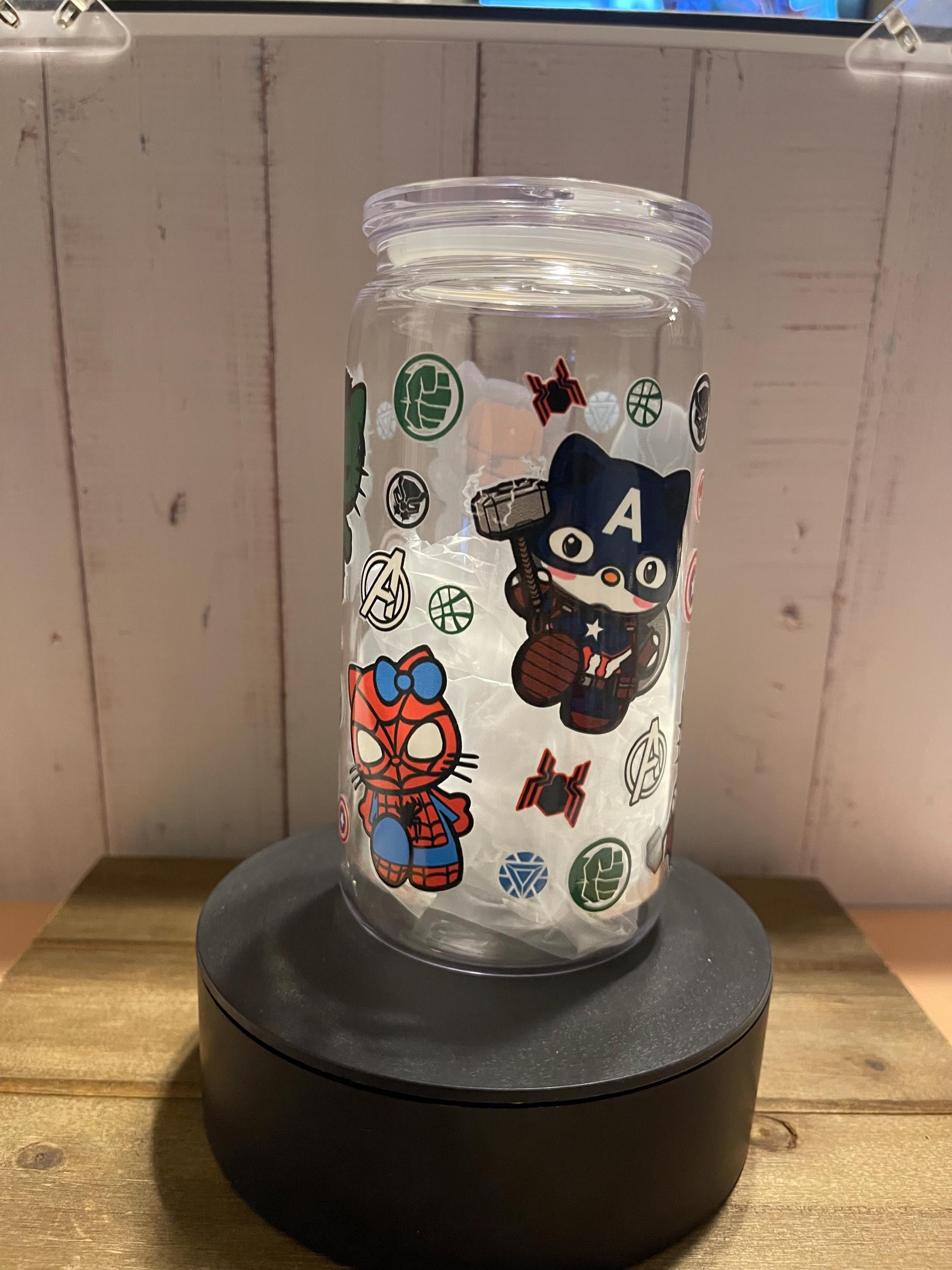 Avengers Inspired Kawaii Superhero Tumbler: 16oz Cup with Straw and Lid