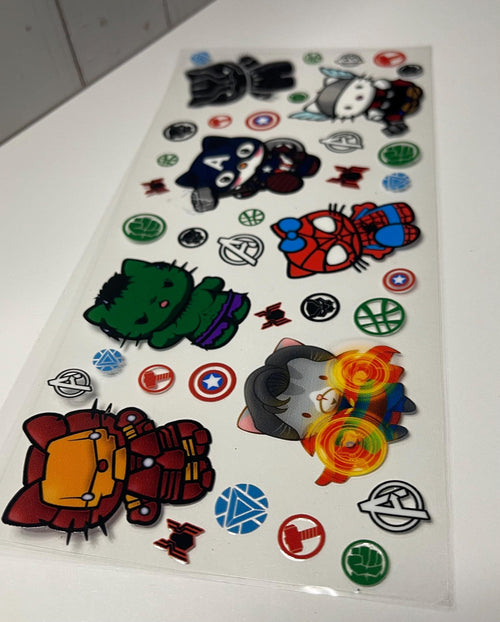 Avengers Inspired Kawaii Superhero Tumbler Wrap: 16oz Glass Can Decal