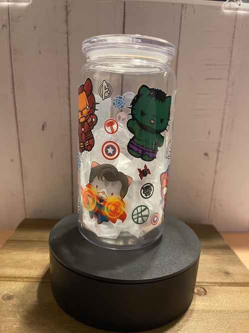 Avengers Inspired Kawaii Superhero Tumbler: 16oz Cup with Straw and Lid