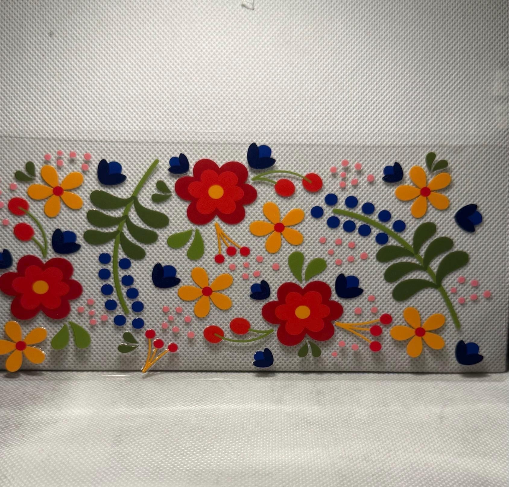 Boho Floral Tumbler Wrap: Latin Design UV DTF Vinyl for Glass Cans