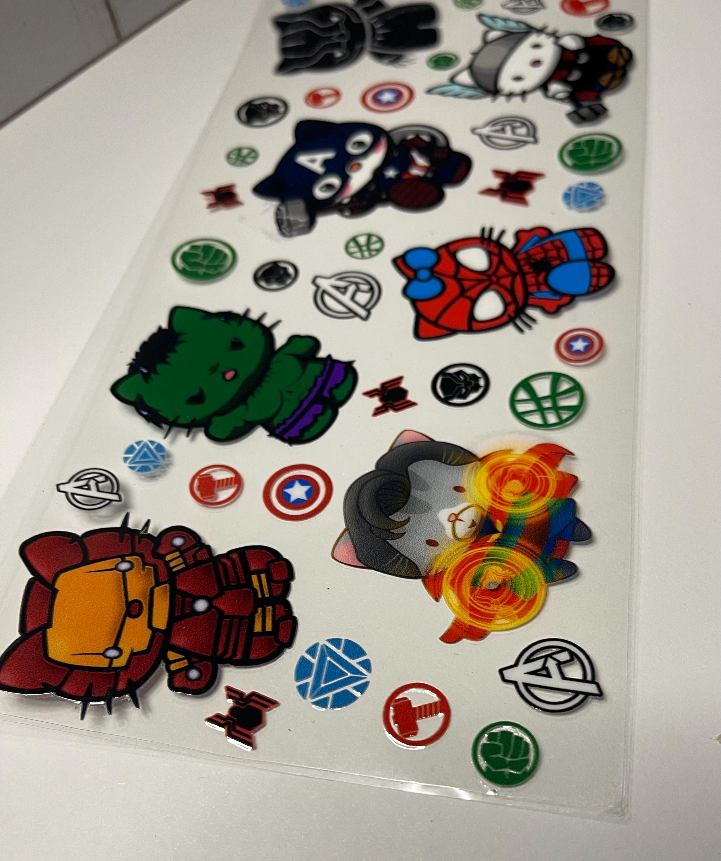 Avengers Inspired Kawaii Superhero Tumbler Wrap: 16oz Glass Can Decal