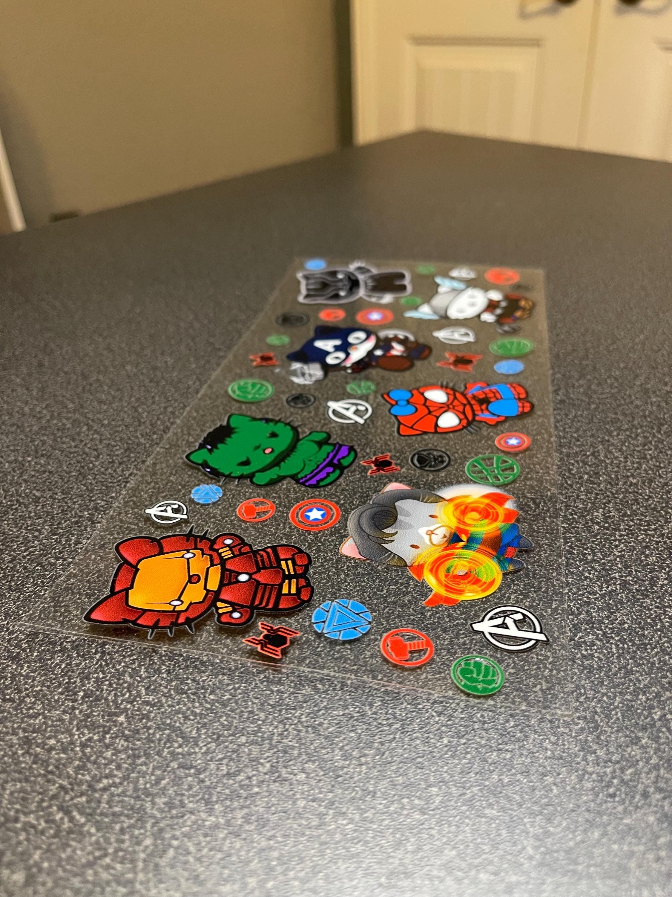 Avengers Inspired Kawaii Superhero Tumbler Wrap: 16oz Glass Can Decal