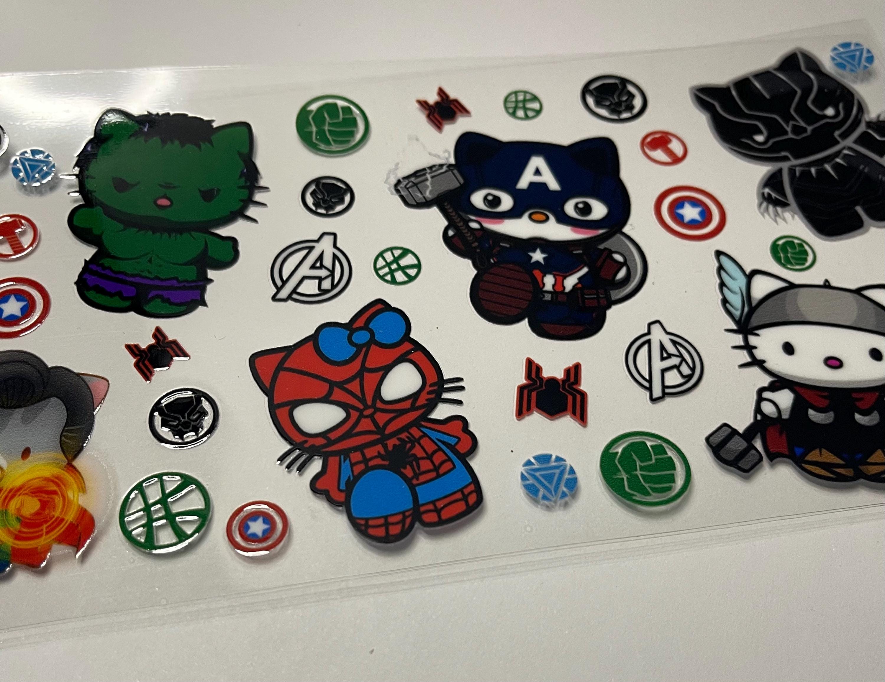 Avengers Inspired Kawaii Superhero Tumbler Wrap: 16oz Glass Can Decal