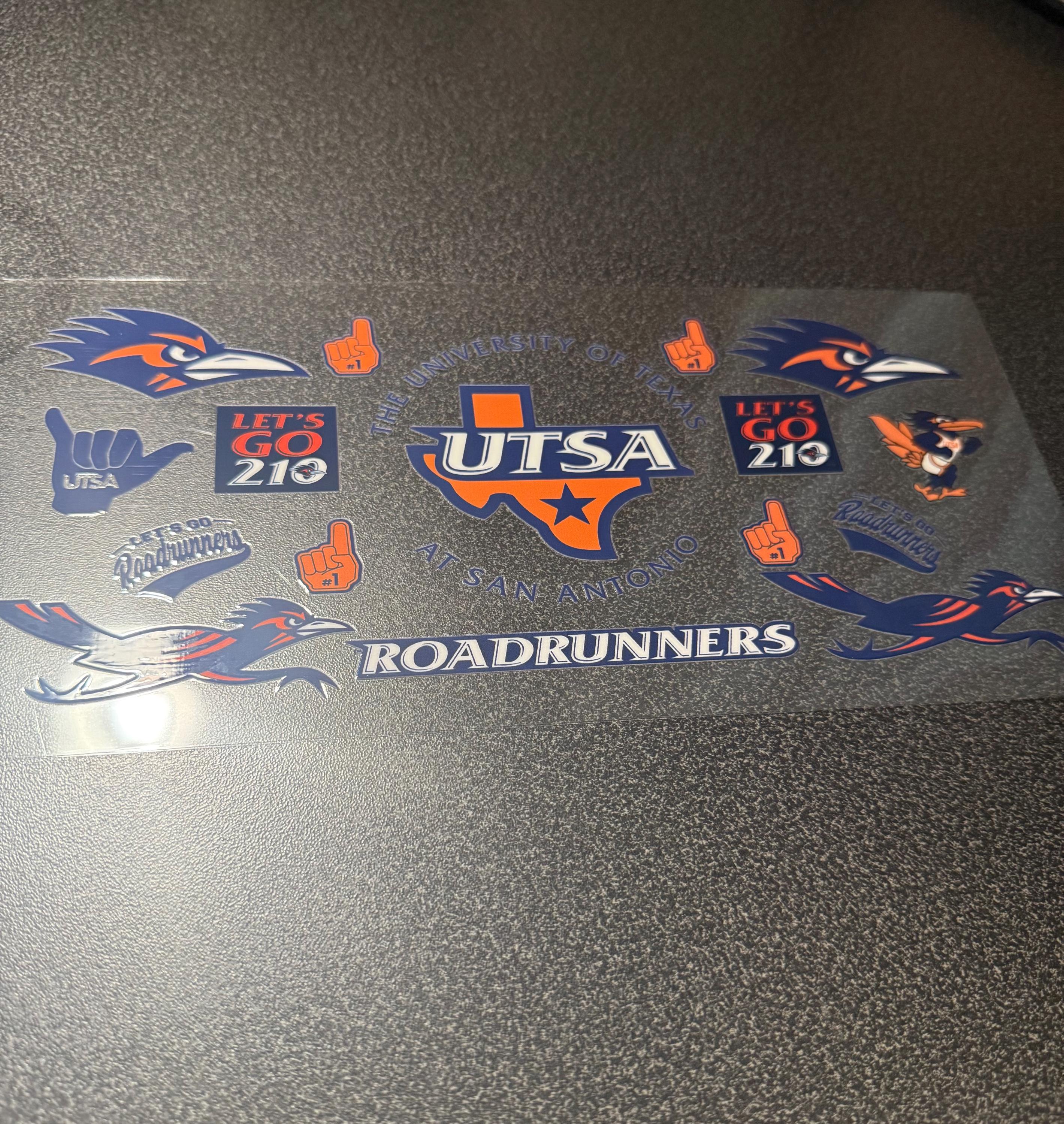 Blue and Orange College Glass Can Wrap Decal — UV DTF Drinkware Wrap for 16oz Libbey Glasses