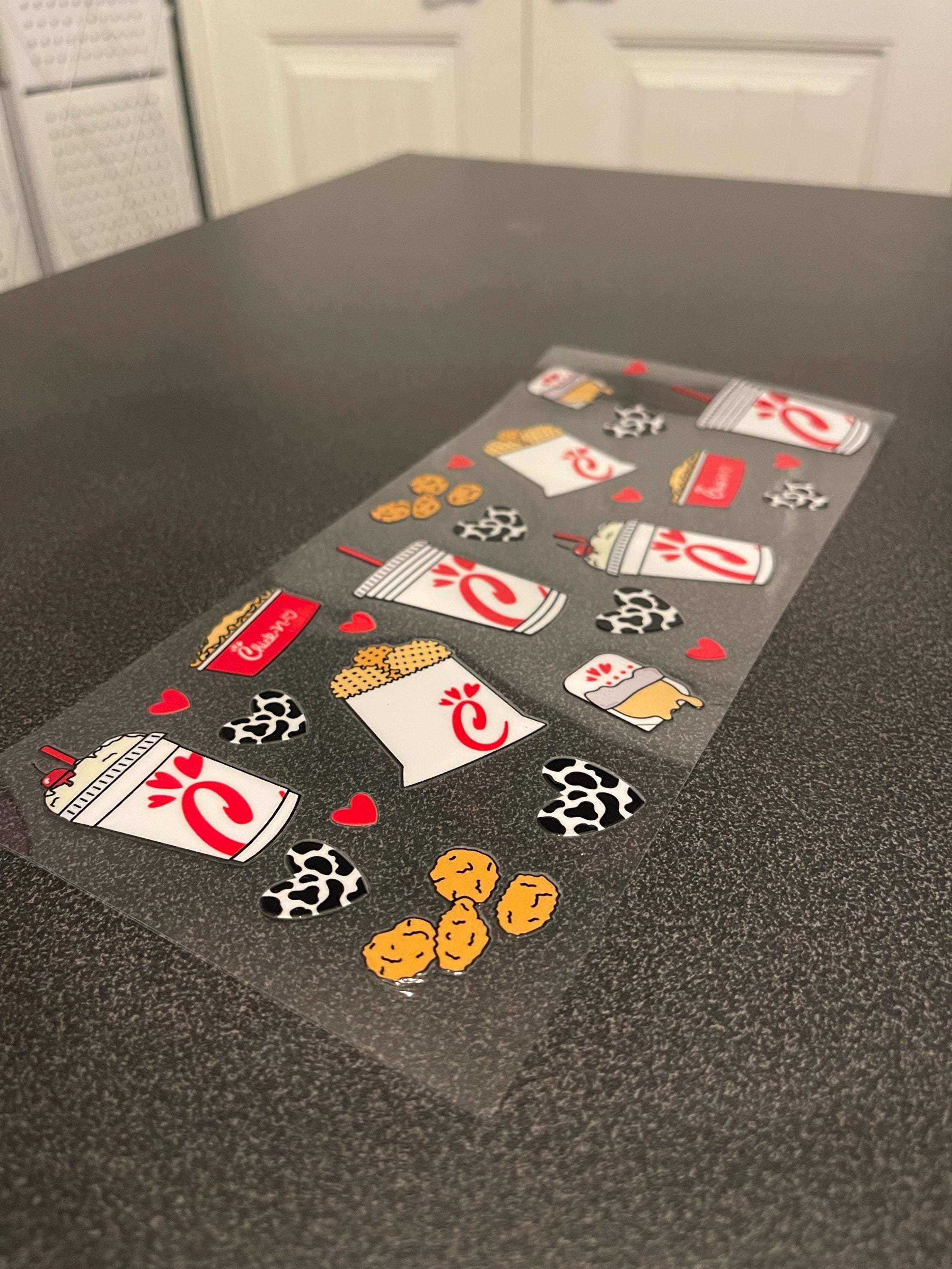 Chicken-Themed UV DTF Wrap: Fast Food Glass Can Decal