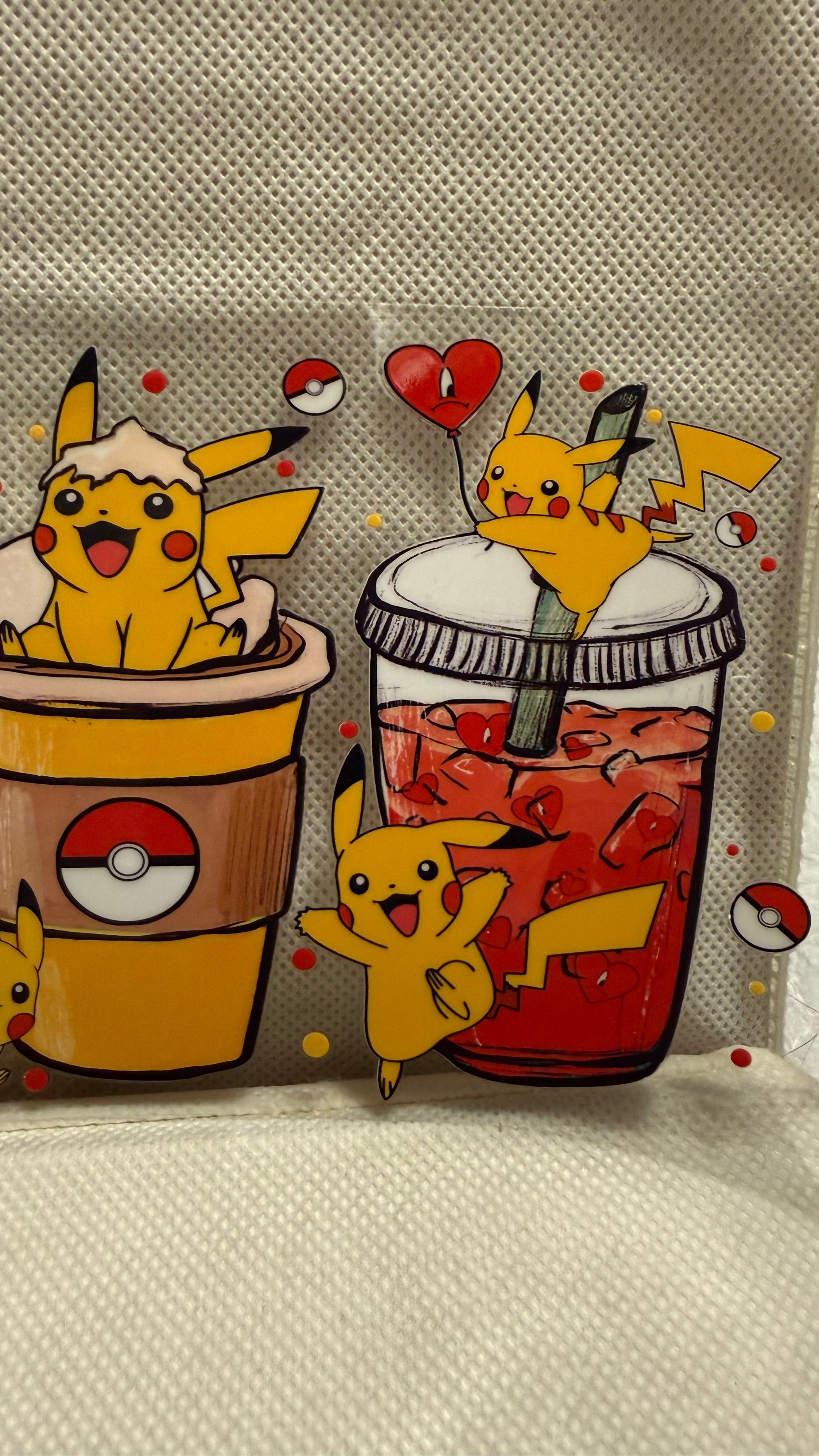 Cute Yellow Mouse Cup Wrap, Kawaii Anime Drink Decal, Coffee Lover Glass Can Wrap, UV DTF Libbey Cup Wrap, Cartoon Iced Coffee Design