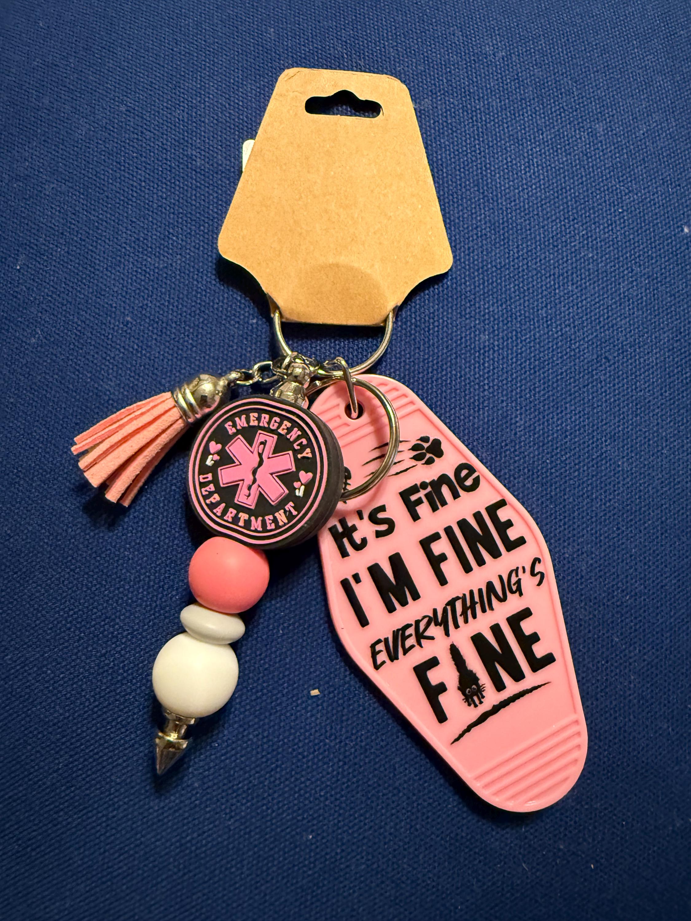 Beaded Motel Keychain | Chunky Tassel Keyring with Quote Tag