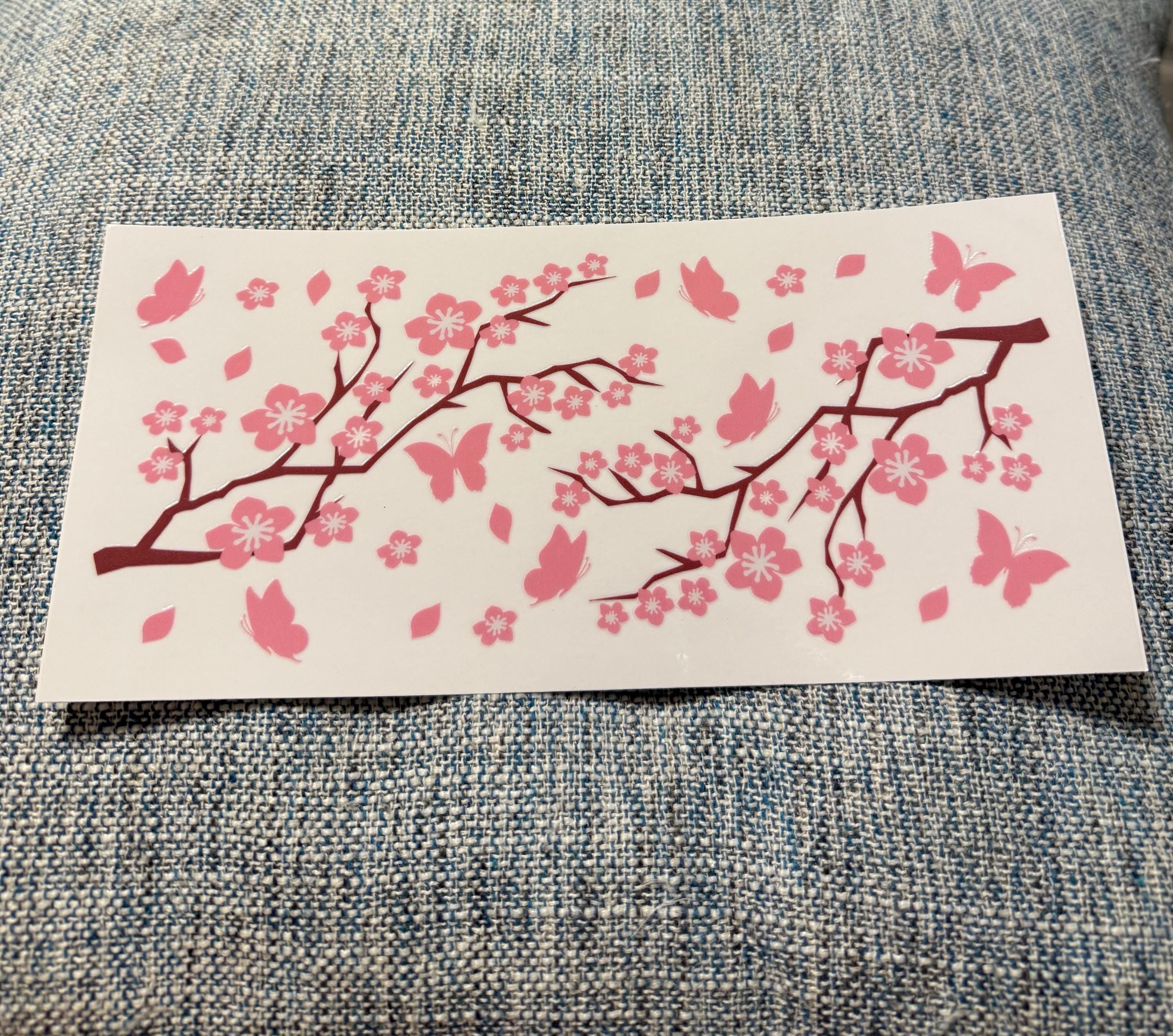 Cherry Blossom UVDTF Wrap: Waterproof Sakura Flower Decals