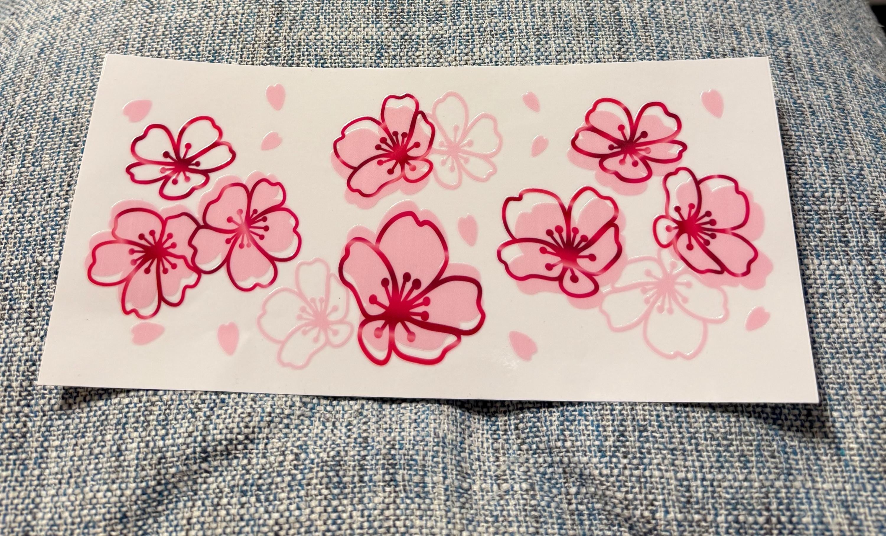Cherry Blossom UVDTF Wrap: Waterproof Sakura Flower Decals